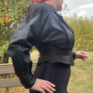 Vintage!! Leather Crop 80s Jacket